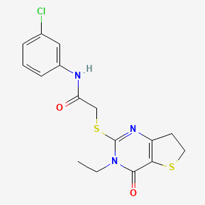 molecular formula C16H16ClN3O2S2 B11437580 N-(3-Chlorophenyl)-2-({3-ethyl-4-oxo-3H,4H,6H,7H-thieno[3,2-D]pyrimidin-2-YL}sulfanyl)acetamide 