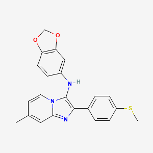 molecular formula C22H19N3O2S B11437887 N-(1,3-benzodioxol-5-yl)-7-methyl-2-[4-(methylsulfanyl)phenyl]imidazo[1,2-a]pyridin-3-amine 