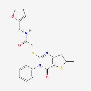 molecular formula C20H19N3O3S2 B11437945 N-(furan-2-ylmethyl)-2-((6-methyl-4-oxo-3-phenyl-3,4,6,7-tetrahydrothieno[3,2-d]pyrimidin-2-yl)thio)acetamide 