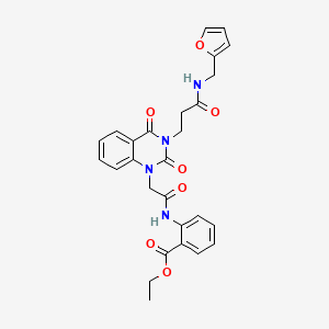 molecular formula C27H26N4O7 B11437986 ethyl 2-({[3-{3-[(2-furylmethyl)amino]-3-oxopropyl}-2,4-dioxo-3,4-dihydroquinazolin-1(2H)-yl]acetyl}amino)benzoate 