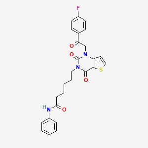 molecular formula C26H24FN3O4S B11438037 6-{1-[2-(4-fluorophenyl)-2-oxoethyl]-2,4-dioxo-1,4-dihydrothieno[3,2-d]pyrimidin-3(2H)-yl}-N-phenylhexanamide 