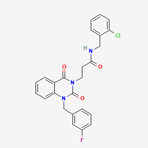 molecular formula C25H21ClFN3O3 B11438073 N-(2-chlorobenzyl)-3-[1-(3-fluorobenzyl)-2,4-dioxo-1,4-dihydroquinazolin-3(2H)-yl]propanamide 