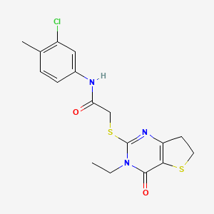 molecular formula C17H18ClN3O2S2 B11438190 N-(3-Chloro-4-methylphenyl)-2-({3-ethyl-4-oxo-3H,4H,6H,7H-thieno[3,2-D]pyrimidin-2-YL}sulfanyl)acetamide 
