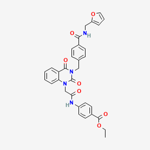 molecular formula C32H28N4O7 B11438205 ethyl 4-({[3-(4-{[(2-furylmethyl)amino]carbonyl}benzyl)-2,4-dioxo-3,4-dihydroquinazolin-1(2H)-yl]acetyl}amino)benzoate 