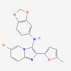 molecular formula C19H14BrN3O3 B11438263 N-(1,3-benzodioxol-5-yl)-6-bromo-2-(5-methylfuran-2-yl)imidazo[1,2-a]pyridin-3-amine 