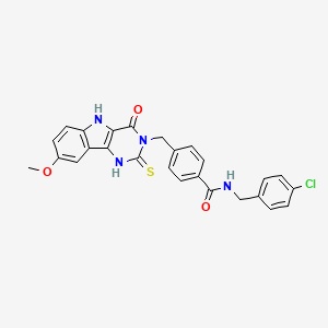 molecular formula C26H21ClN4O3S B11438271 N-[(4-chlorophenyl)methyl]-4-[(8-methoxy-4-oxo-2-sulfanylidene-1,5-dihydropyrimido[5,4-b]indol-3-yl)methyl]benzamide 