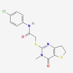 molecular formula C15H14ClN3O2S2 B11438290 N-(4-Chlorophenyl)-2-({3-methyl-4-oxo-3H,4H,6H,7H-thieno[3,2-D]pyrimidin-2-YL}sulfanyl)acetamide 