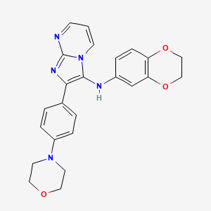 molecular formula C24H23N5O3 B11438322 N-(2,3-dihydro-1,4-benzodioxin-6-yl)-2-[4-(morpholin-4-yl)phenyl]imidazo[1,2-a]pyrimidin-3-amine 