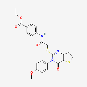 molecular formula C24H23N3O5S2 B11438338 Ethyl 4-(2-((3-(4-methoxyphenyl)-4-oxo-3,4,6,7-tetrahydrothieno[3,2-d]pyrimidin-2-yl)thio)acetamido)benzoate 