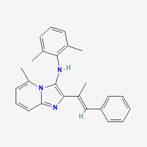 molecular formula C25H25N3 B11438389 N-(2,6-dimethylphenyl)-5-methyl-2-[(1E)-1-phenylprop-1-en-2-yl]imidazo[1,2-a]pyridin-3-amine 