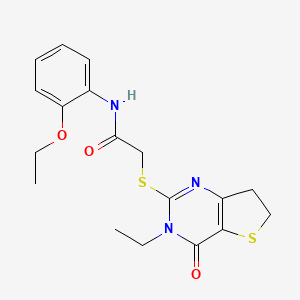 molecular formula C18H21N3O3S2 B11438582 N-(2-Ethoxyphenyl)-2-({3-ethyl-4-oxo-3H,4H,6H,7H-thieno[3,2-D]pyrimidin-2-YL}sulfanyl)acetamide 