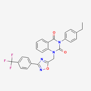molecular formula C26H19F3N4O3 B11438595 3-(4-ethylphenyl)-1-((3-(4-(trifluoromethyl)phenyl)-1,2,4-oxadiazol-5-yl)methyl)quinazoline-2,4(1H,3H)-dione 
