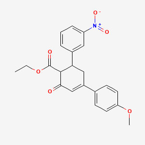 molecular formula C22H21NO6 B11438682 Ethyl 4-(4-methoxyphenyl)-6-(3-nitrophenyl)-2-oxocyclohex-3-ene-1-carboxylate 