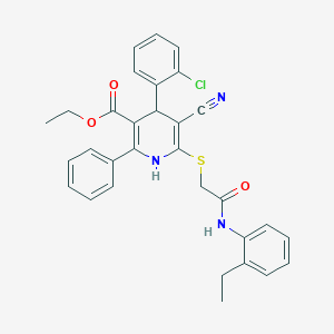 molecular formula C31H28ClN3O3S B11438740 Ethyl 4-(2-chlorophenyl)-5-cyano-6-({2-[(2-ethylphenyl)amino]-2-oxoethyl}sulfanyl)-2-phenyl-1,4-dihydropyridine-3-carboxylate 
