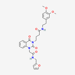 molecular formula C29H32N4O7 B11438797 N-[2-(3,4-dimethoxyphenyl)ethyl]-4-[1-({[(furan-2-yl)methyl]carbamoyl}methyl)-2,4-dioxo-1,2,3,4-tetrahydroquinazolin-3-yl]butanamide 