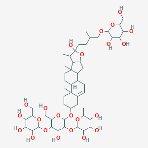 molecular formula C51H84O23 B114388 (3β)-26-(β-D-葡萄糖吡喃糖基氧基)-22-羟基呋甾-5-烯-3-基-O-6-脱氧-αANLG-L-甘露糖吡喃糖基-(1-2)-O-(β-D-葡萄糖吡喃糖基-(1-4))-β-D-葡萄糖吡喃糖苷 CAS No. 145854-02-0