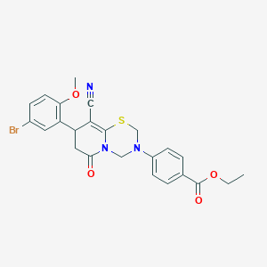 molecular formula C24H22BrN3O4S B11438814 ethyl 4-[8-(5-bromo-2-methoxyphenyl)-9-cyano-6-oxo-7,8-dihydro-2H,6H-pyrido[2,1-b][1,3,5]thiadiazin-3(4H)-yl]benzoate 