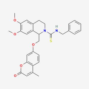 molecular formula C30H30N2O5S B11438850 N-benzyl-6,7-dimethoxy-1-(((4-methyl-2-oxo-2H-chromen-7-yl)oxy)methyl)-3,4-dihydroisoquinoline-2(1H)-carbothioamide 