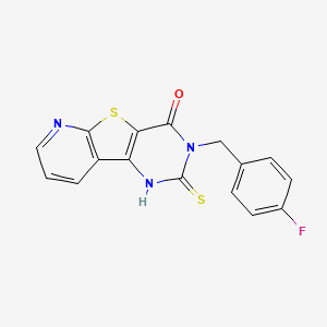 molecular formula C16H10FN3OS2 B11438851 5-[(4-fluorophenyl)methyl]-4-sulfanylidene-8-thia-3,5,10-triazatricyclo[7.4.0.02,7]trideca-1(9),2(7),10,12-tetraen-6-one 