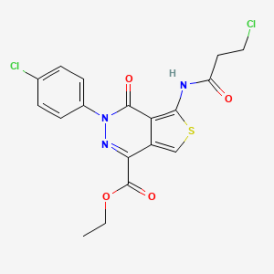 molecular formula C18H15Cl2N3O4S B11438876 Ethyl 3-(4-chlorophenyl)-5-(3-chloropropanamido)-4-oxo-3,4-dihydrothieno[3,4-d]pyridazine-1-carboxylate 