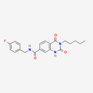 molecular formula C21H22FN3O3 B11438933 N-(4-fluorobenzyl)-2,4-dioxo-3-pentyl-1,2,3,4-tetrahydroquinazoline-7-carboxamide 