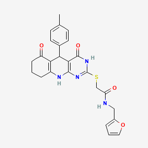 molecular formula C25H24N4O4S B11439073 N-(furan-2-ylmethyl)-2-{[5-(4-methylphenyl)-4,6-dioxo-3,4,5,6,7,8,9,10-octahydropyrimido[4,5-b]quinolin-2-yl]sulfanyl}acetamide 