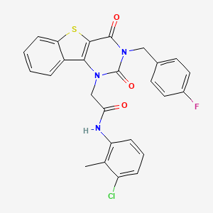 molecular formula C26H19ClFN3O3S B11439165 N-(3-chloro-2-methylphenyl)-2-[3-(4-fluorobenzyl)-2,4-dioxo-3,4-dihydro[1]benzothieno[3,2-d]pyrimidin-1(2H)-yl]acetamide 