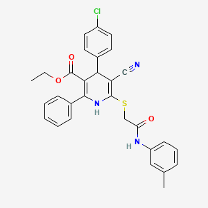 molecular formula C30H26ClN3O3S B11439216 Ethyl 4-(4-chlorophenyl)-5-cyano-6-({2-[(3-methylphenyl)amino]-2-oxoethyl}sulfanyl)-2-phenyl-1,4-dihydropyridine-3-carboxylate 