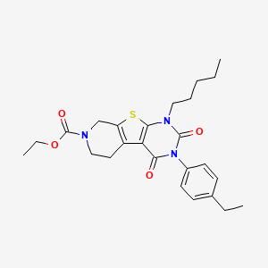 molecular formula C25H31N3O4S B11439238 ethyl 4-(4-ethylphenyl)-3,5-dioxo-6-pentyl-8-thia-4,6,11-triazatricyclo[7.4.0.02,7]trideca-1(9),2(7)-diene-11-carboxylate 