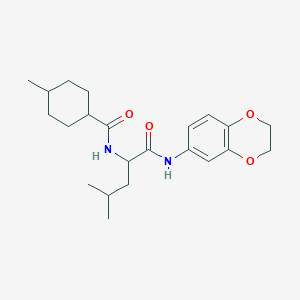 molecular formula C22H32N2O4 B11439266 N-(2,3-dihydro-1,4-benzodioxin-6-yl)-N~2~-[(4-methylcyclohexyl)carbonyl]leucinamide 