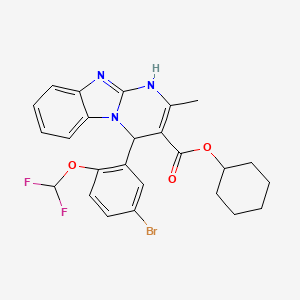 molecular formula C25H24BrF2N3O3 B11439336 Cyclohexyl 4-[5-bromo-2-(difluoromethoxy)phenyl]-2-methyl-1,4-dihydropyrimido[1,2-a]benzimidazole-3-carboxylate 