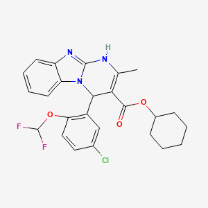 molecular formula C25H24ClF2N3O3 B11439345 Cyclohexyl 4-[5-chloro-2-(difluoromethoxy)phenyl]-2-methyl-1,4-dihydropyrimido[1,2-a]benzimidazole-3-carboxylate 