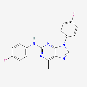 molecular formula C18H13F2N5 B11439355 N,9-bis(4-fluorophenyl)-6-methyl-9H-purin-2-amine 
