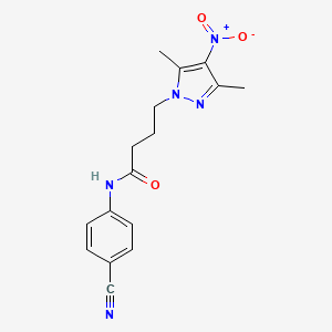 molecular formula C16H17N5O3 B11439365 N-(4-cyanophenyl)-4-(3,5-dimethyl-4-nitro-1H-pyrazol-1-yl)butanamide 