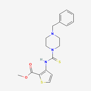 molecular formula C18H21N3O2S2 B11439429 Methyl 3-{[(4-benzylpiperazin-1-yl)carbonothioyl]amino}thiophene-2-carboxylate 