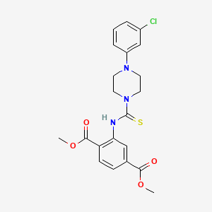 molecular formula C21H22ClN3O4S B11439498 Dimethyl 2-({[4-(3-chlorophenyl)piperazin-1-yl]carbonothioyl}amino)terephthalate 