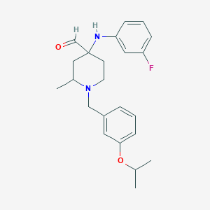 4-((3-Fluorophenyl)amino)-1-(3-isopropoxybenzyl)-2-methylpiperidine-4-carbaldehyde
