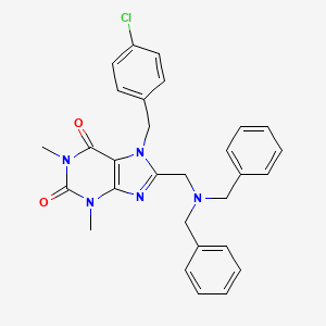 molecular formula C29H28ClN5O2 B11439520 7-(4-chlorobenzyl)-8-[(dibenzylamino)methyl]-1,3-dimethyl-3,7-dihydro-1H-purine-2,6-dione 