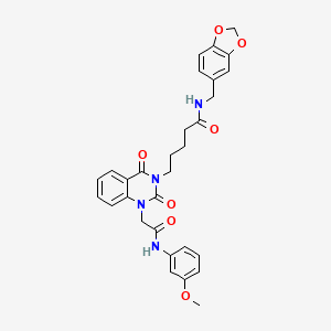 molecular formula C30H30N4O7 B11439564 N-[(2H-1,3-benzodioxol-5-yl)methyl]-5-(1-{[(3-methoxyphenyl)carbamoyl]methyl}-2,4-dioxo-1,2,3,4-tetrahydroquinazolin-3-yl)pentanamide 