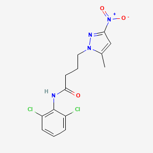 molecular formula C14H14Cl2N4O3 B11439697 N-(2,6-dichlorophenyl)-4-(5-methyl-3-nitro-1H-pyrazol-1-yl)butanamide 