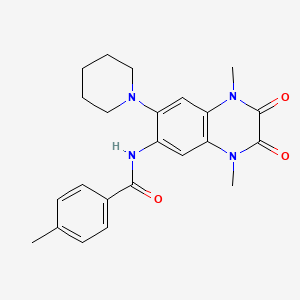 molecular formula C23H26N4O3 B11439789 N-[1,4-dimethyl-2,3-dioxo-7-(piperidin-1-yl)-1,2,3,4-tetrahydroquinoxalin-6-yl]-4-methylbenzamide 