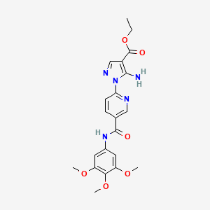 molecular formula C21H23N5O6 B11439822 ethyl 5-amino-1-{5-[(3,4,5-trimethoxyphenyl)carbamoyl]pyridin-2-yl}-1H-pyrazole-4-carboxylate 