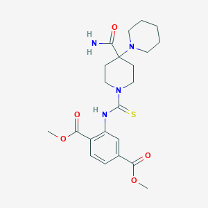 molecular formula C22H30N4O5S B11439844 Dimethyl 2-{[(4'-carbamoyl-1,4'-bipiperidin-1'-yl)carbonothioyl]amino}benzene-1,4-dicarboxylate 