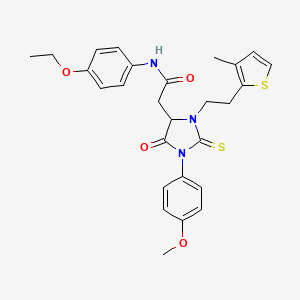 molecular formula C27H29N3O4S2 B11439910 N-(4-ethoxyphenyl)-2-[1-(4-methoxyphenyl)-3-[2-(3-methylthiophen-2-yl)ethyl]-5-oxo-2-sulfanylideneimidazolidin-4-yl]acetamide 