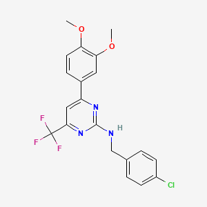 molecular formula C20H17ClF3N3O2 B11439942 N-(4-chlorobenzyl)-4-(3,4-dimethoxyphenyl)-6-(trifluoromethyl)pyrimidin-2-amine 