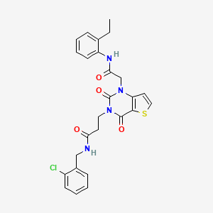 molecular formula C26H25ClN4O4S B11439966 N-(2-chlorobenzyl)-3-(1-(2-((2-ethylphenyl)amino)-2-oxoethyl)-2,4-dioxo-1,2-dihydrothieno[3,2-d]pyrimidin-3(4H)-yl)propanamide 
