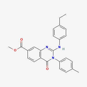 molecular formula C25H23N3O3 B11439985 Methyl 2-[(4-ethylphenyl)amino]-3-(4-methylphenyl)-4-oxo-3,4-dihydroquinazoline-7-carboxylate 