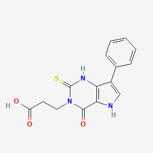 molecular formula C15H13N3O3S B11440016 3-(4-oxo-7-phenyl-2-sulfanyl-4,5-dihydro-3H-pyrrolo[3,2-d]pyrimidin-3-yl)propanoic acid 