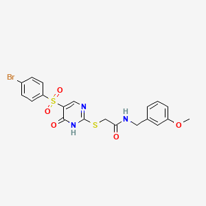 molecular formula C20H18BrN3O5S2 B11440077 2-((5-((4-bromophenyl)sulfonyl)-6-oxo-1,6-dihydropyrimidin-2-yl)thio)-N-(3-methoxybenzyl)acetamide 