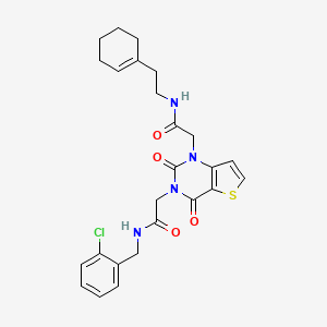 molecular formula C25H27ClN4O4S B11440085 N-(2-chlorobenzyl)-2-(1-(2-((2-(cyclohex-1-en-1-yl)ethyl)amino)-2-oxoethyl)-2,4-dioxo-1,2-dihydrothieno[3,2-d]pyrimidin-3(4H)-yl)acetamide 